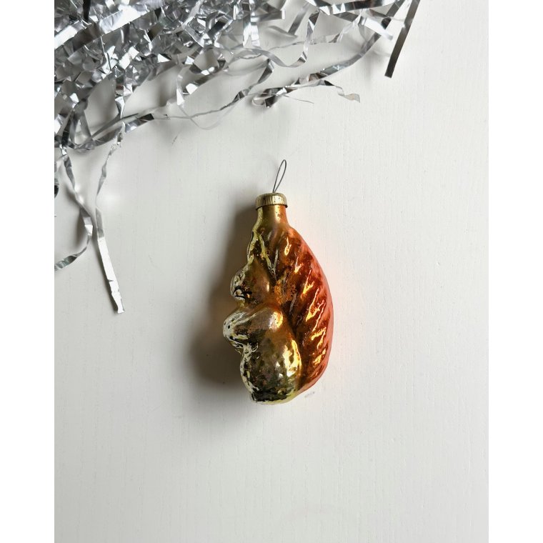 Vintage juleornament, orange egern