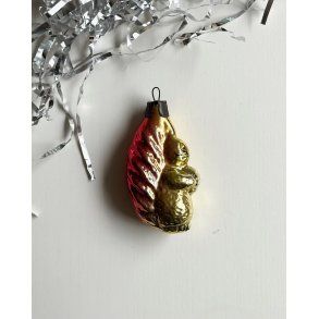 Vintage Christmas figure, yellow/red squirrel