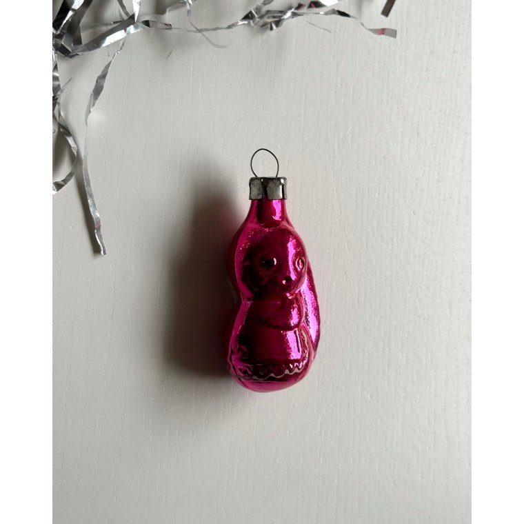 Vintage julekugle, egern m forklde, pink