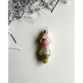 Vintage Christmas ornament, fairy w white hat