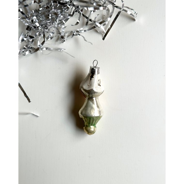 Vintage julekugle, alf m hvid hue