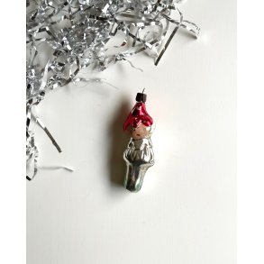 Vintage Christmas ornament, fairy w red hat
