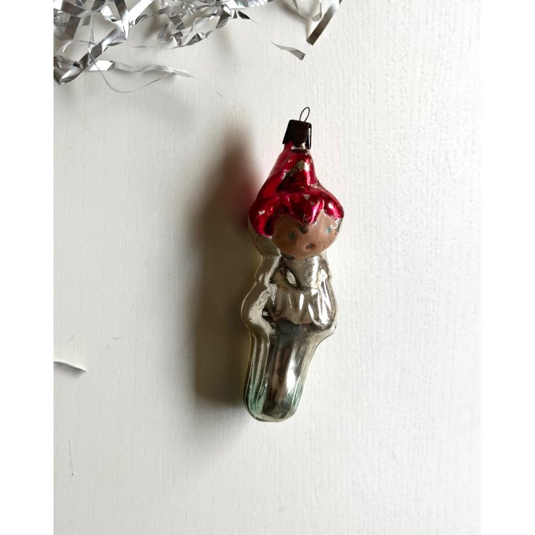 Vintage julekugle, alf m r�d hue