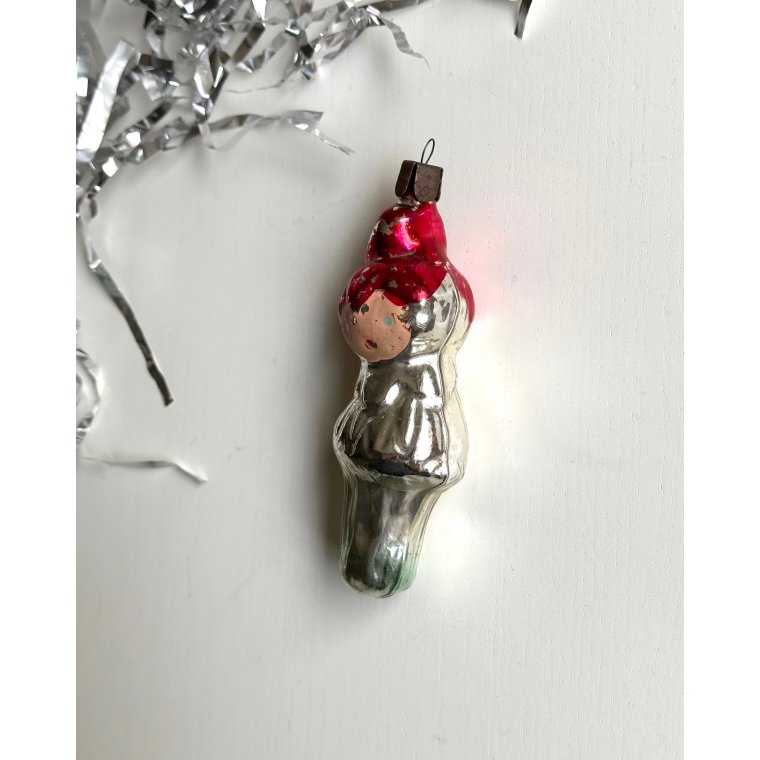 Vintage julekugle, alf m r�d hue