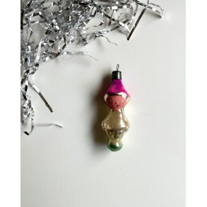 Vintage Christmas ornament, fairy w pink hat