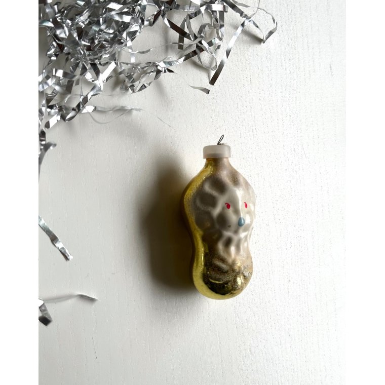 Vintage julekugle, gylden baby