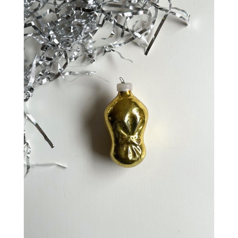 Vintage julekugle, gylden baby