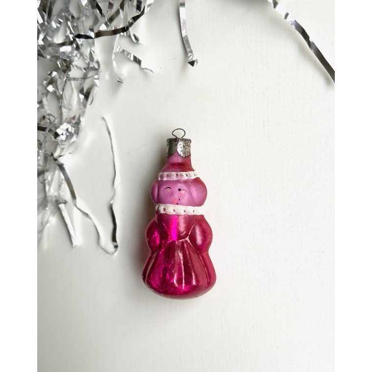 Vintage julekugle, mrk pink Snegurochka