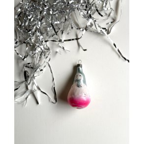 Vintage Christmas ornament, babushka w silver hood, NB