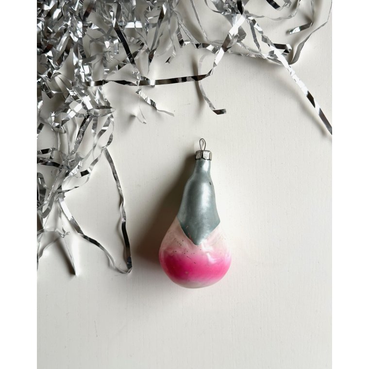 Vintage julekugle, babushka m slv htte, NB