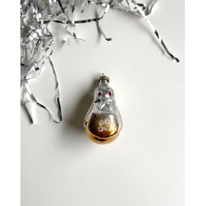 Vintage Christmas ornament, babushka w orange apron