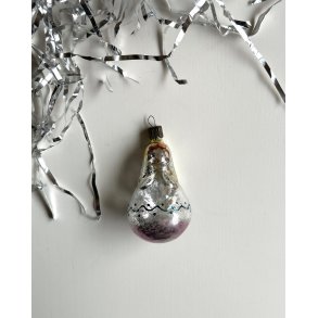 Vintage Christmas ornament, yellow/purple babushka