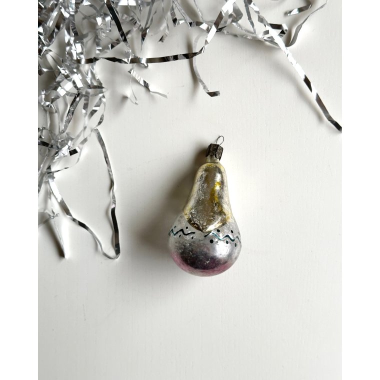 Vintage julekugle, gul/lilla babushka