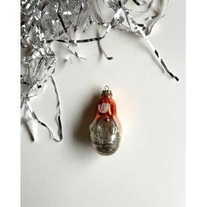 Vintage Christmas ornament, babushka w orange hood