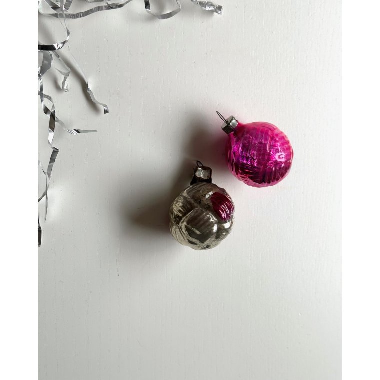 Vintage julekugler, garnngler, 2 stk samlet