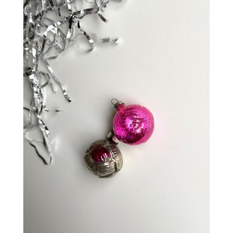 Vintage julekugler, garnngler, 2 stk samlet