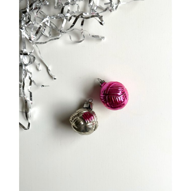 Vintage julekugler, garnngler, 2 stk samlet