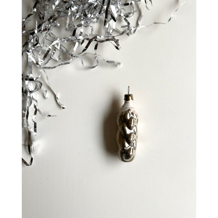 Vintage julekugle, slv kogle m sne