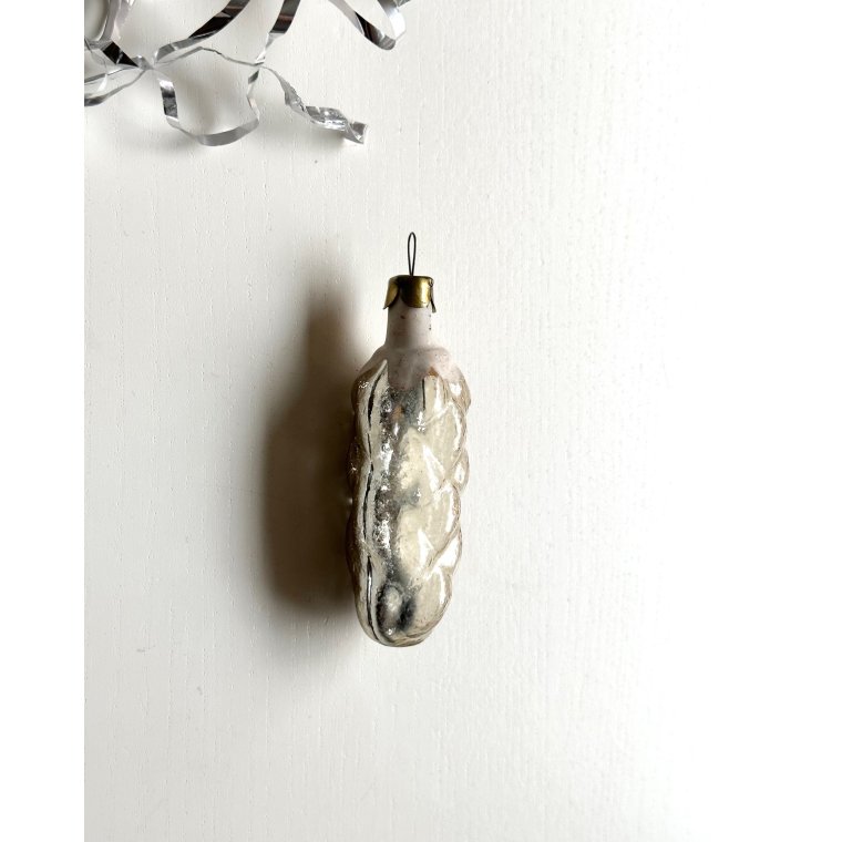 Vintage julekugle, slv kogle m sne