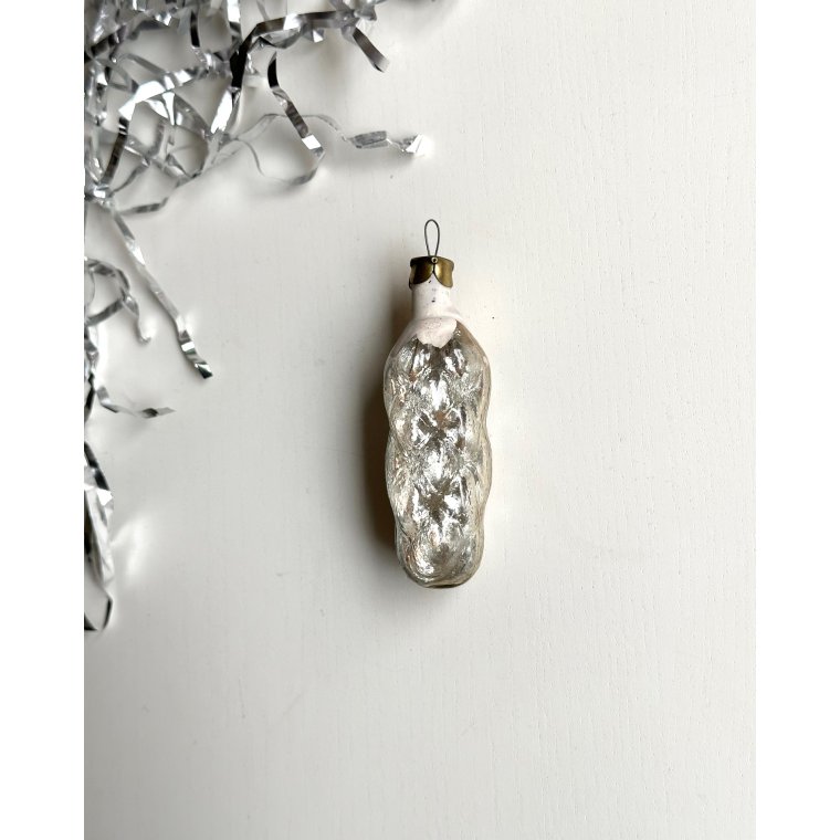 Vintage julekugle, slv kogle m sne