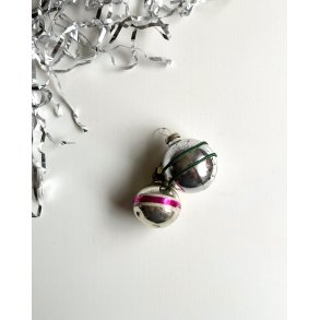 Vintage Christmas balls, striped, set of 2