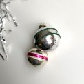 Vintage julekugler, stribet st, 2 stk samlet