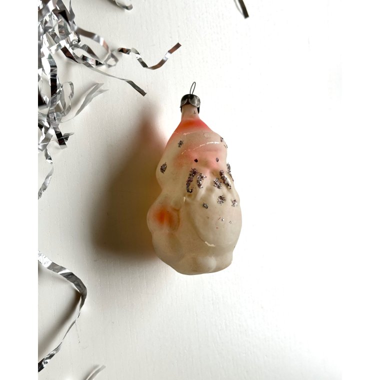 Vintage juleornament, pastel julemand m glimmer