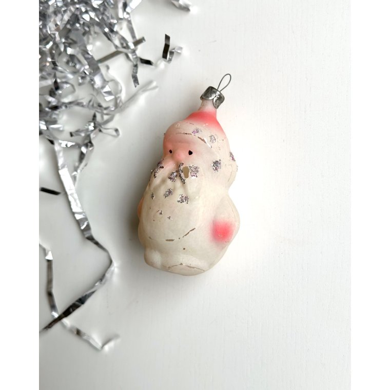 Vintage juleornament, pastel julemand m glimmer