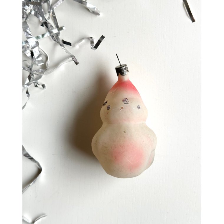 Vintage juleornament, pastel julemand m glimmer