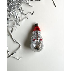 Silver snowman w red hat