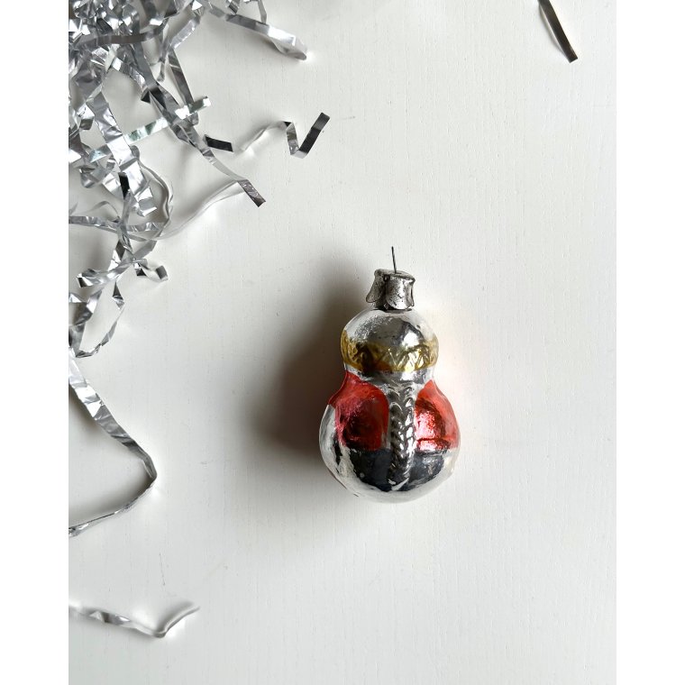 Vintage juleornament, rund Snegurochka