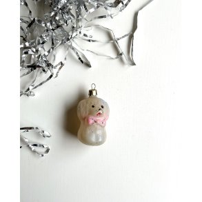 Vintage ornament, white dog, NB
