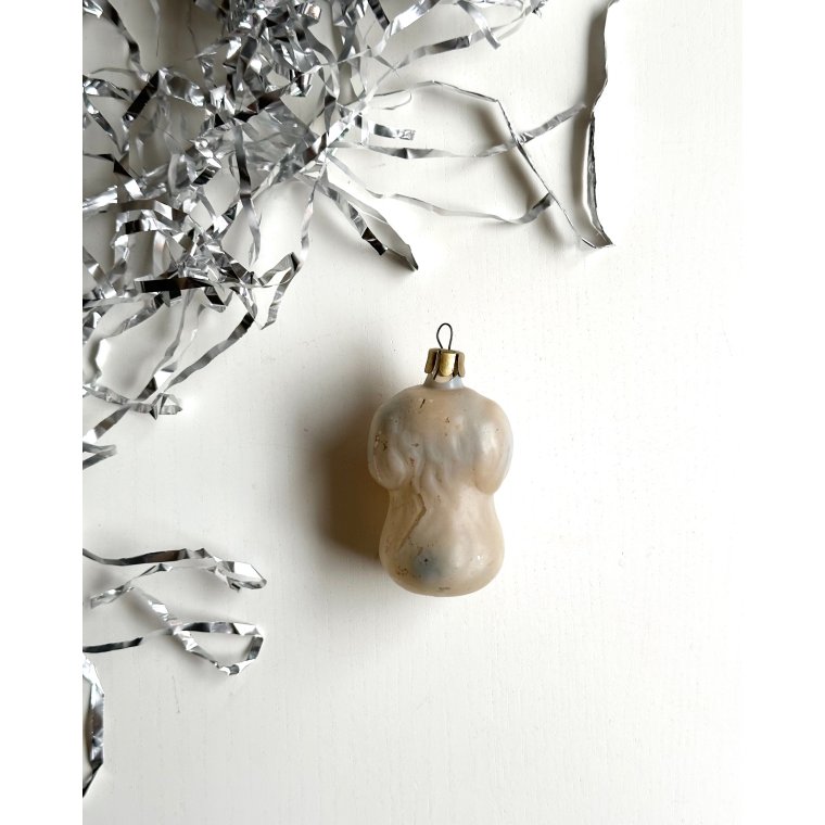 Vintage ornament, hvid hund, NB