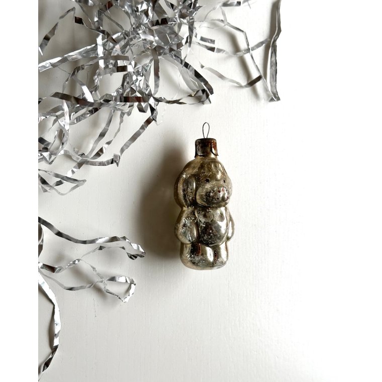 Vintage juleornament, slv hund