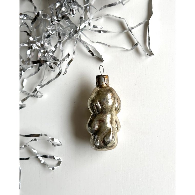 Vintage juleornament, slv hund