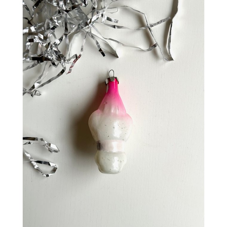 Vintage julekugle, hvid bjrn m hue