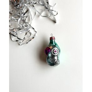 Vintage ornament, parrot, turquoise w purple beak