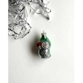 Vintage ornament, parrot, green w orange beak