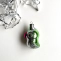 Vintage ornament, papegje, grn m lilla nb