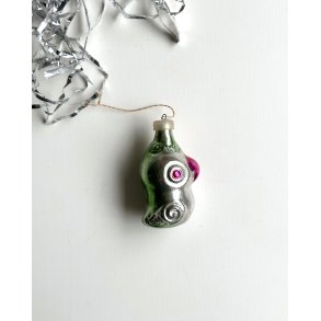 Vintage ornament, parrot, light green w purple beak