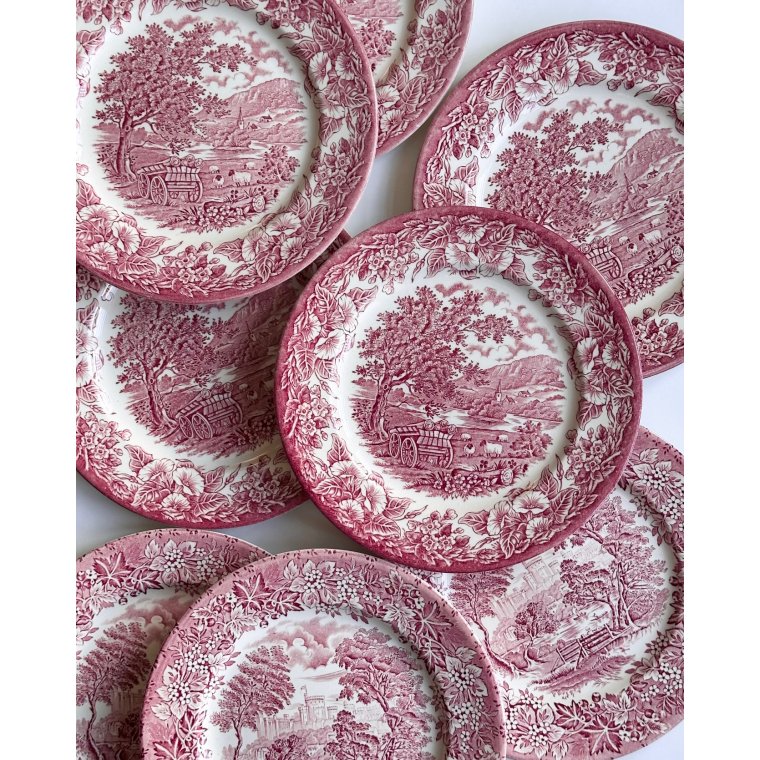 Engelsk fajance, middagstallerkner, 8 stk samlet