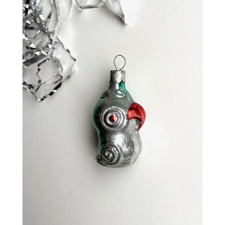 Vintage ornament, papeg�je, turkis m orange n�b