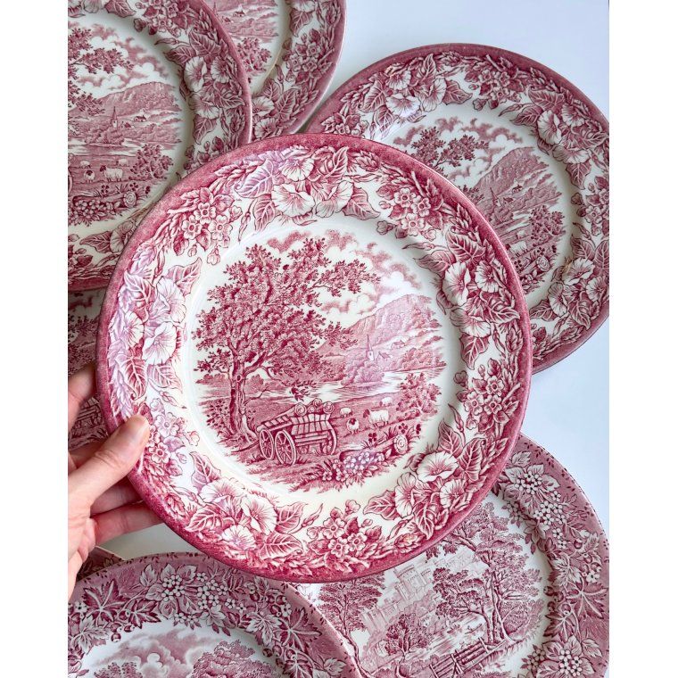 Engelsk fajance, middagstallerkner, 8 stk samlet