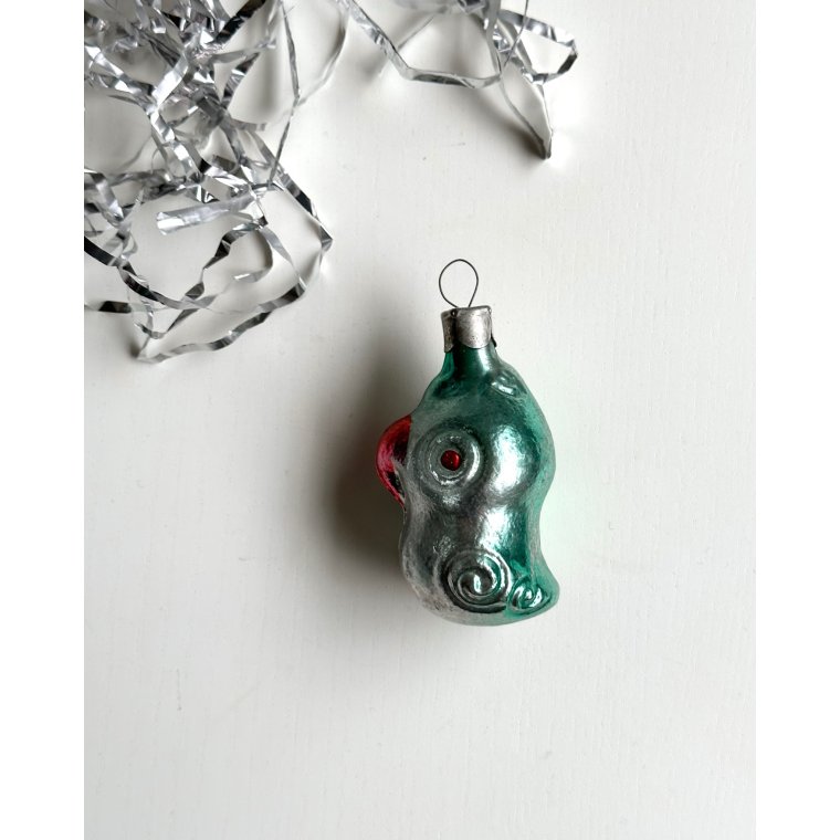 Vintage ornament, papeg�je, turkis m orange n�b