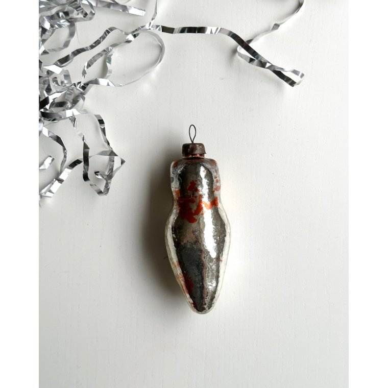 Vintage juleornament, slv ugle m brun