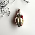 Vintage juleornament, slv papegje m gul/rd