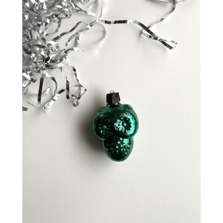 Vintage juleornament, bred grn ugle