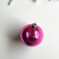 Vintage julekugle, semitransparent lilla m deko