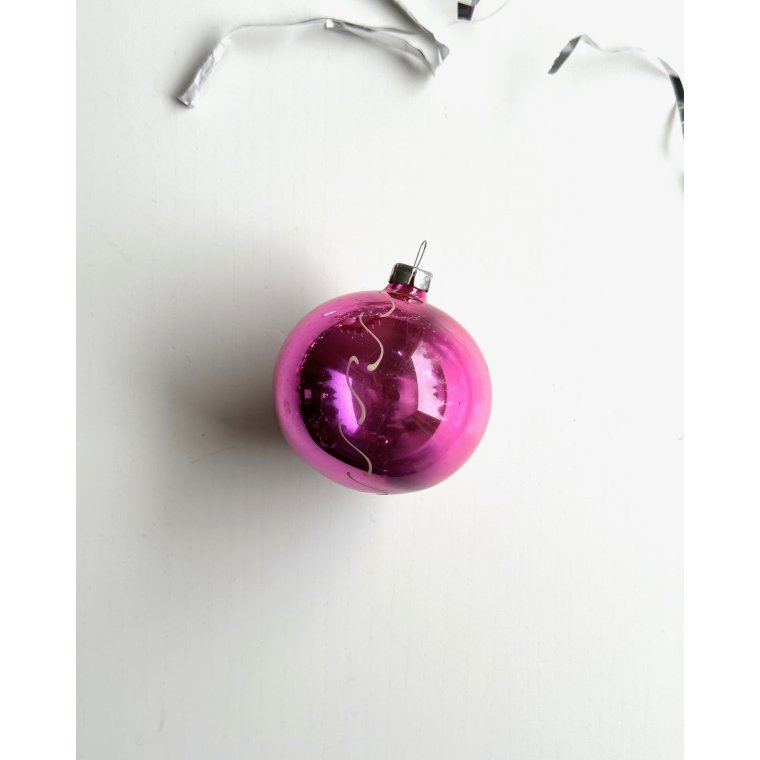 Vintage julekugle, semitransparent lilla m deko
