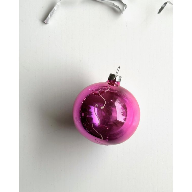 Vintage julekugle, semitransparent lilla m deko